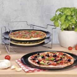 Merkloos Pizzaplaat Bakset Met 3 Bakplaten 16 X 31 Cm- Pizza Rek 3-delig - Pizzabakset Met Standaard/rek -Barbecue Benodigdheden 1200x1200 1406