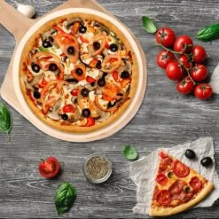 MaxxHome Pizzasteen - BBQ Steen - Maximum Te Verhitten Tot 600 Graden - ⌀33 - Incl. Houten Schep -Barbecue Benodigdheden 1200x1200 1434