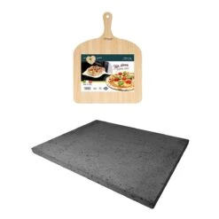 ETNA Pizza Set - Grote Pizzasteen & GRATIS Pizzaschep - 30 Cm X 38 Cm - Echt Italiaanse Pizzasteen - Broodbaksteen - BBQ Pizzasteen - Gemaakt Van Lavasteen Uit De Etna - Non-stick - Eppicotispai -Barbecue Benodigdheden 1200x1200 1439