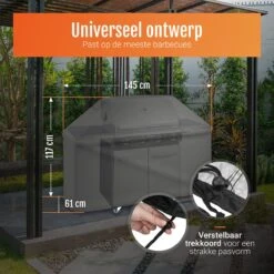 GrillX Barbecue Hoes - 145 X 61 X 117cm - BBQ Hoes Waterdicht - Beschermhoes Inclusief Trekkoord - BBQ Accesoires -Barbecue Benodigdheden 1200x1200 1568