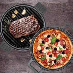 Chefs Cuisine Gietijzeren Grillpan - Grillpan Gietijzer - Gietijzer Bbq Grillpan - Gietijzeren Grillplaat - Pizzasteen - Plancha Gietijzer - Gietijzeren Bakplaat - Rond 36 Cm - Dubbelzijdig -Barbecue Benodigdheden 1200x1200 1594