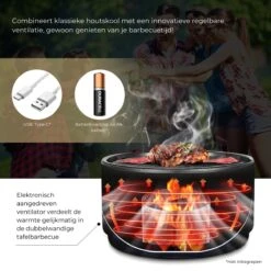 Ozocozy BBQ-ONE Houtskool Tafelbarbecue - Ø30 Cm- Zwart - Incl. Draagtas, Siliconen Bakkwast En RVS-Barbecuetang -Barbecue Benodigdheden 1200x1200 1661