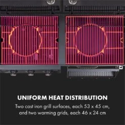 Klarstein Kingsville Double Barbecue - Houtskool- En Gasbarbecue - Smoker BBQ - Inclusief Deksels En Thermometer - Met 2 Roosters - Zwart -Barbecue Benodigdheden 1200x1200 1675