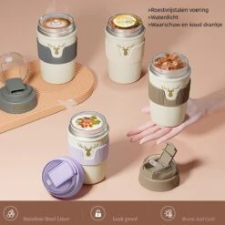 Floraweg Cup - Drinkbeker To GO- Lekvrij Dubbelwandig ,RVS 316, Thermosbeker Koffiebeker- Koffie En Thee - 400ml Zwart -Barbecue Benodigdheden 1200x1200 188