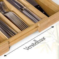 AWEMOZ Bestekbak – Bamboe Besteklade Uitschuifbaar – 5/7 Vakken - Bestekcassette - Bestekhouder Hout - Lade Organizer - Bestek Opbergen - 45 Cm Lang X 30-43 Cm Breed X 4 Cm Hoog -Barbecue Benodigdheden 1200x1200 1951