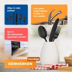 Strex Bestekset 6 Persoons - Zwart - 36-delig - Roestvrij Staal - Lepels, Messen, Vorken En Steakmessen - Hoogwaardige Kwaliteit -Barbecue Benodigdheden 1200x1200 1995