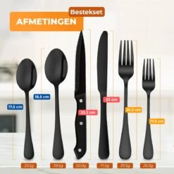 Strex Bestekset 6 Persoons - Zwart - 36-delig - Roestvrij Staal - Lepels, Messen, Vorken En Steakmessen - Hoogwaardige Kwaliteit -Barbecue Benodigdheden 1200x1200 1998
