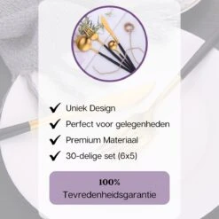 LuZana - Bestek Set Goud - 30-delig - Bestekset 6 Persoons - Goud/zwart - Bestek - Borden - Bestekset Zwart -Barbecue Benodigdheden 1200x1200 2065