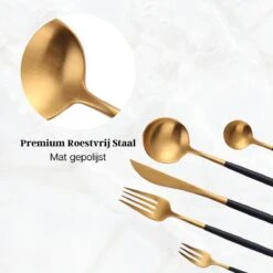 LuZana - Bestek Set Goud - 30-delig - Bestekset 6 Persoons - Goud/zwart - Bestek - Borden - Bestekset Zwart -Barbecue Benodigdheden 1200x1200 2066