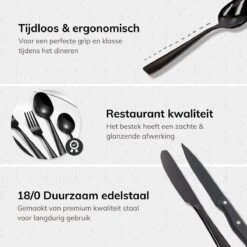 Deleca 6 Persoons Bestekset (36-delig) - Lepels, Messen, Vorken & Steakmessen - Vaatwasserbestendig - Zwart / RVS -Barbecue Benodigdheden 1200x1200 2081