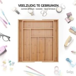 Gadgy Uitschuifbare Bestekbak - Uitschuifbare Bestekcassette Hout - Besteklade - Ladeverdeler - 6/8 Vakken - Bamboe -Barbecue Benodigdheden 1200x1200 2160