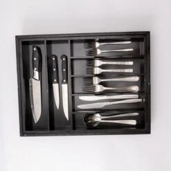 Merkloos Decopatent® Uitschuifbaar Bestekbak - Besteklade - 7 Vaks -> Uitschuifbaar Naar 9 Vakken - Bestekbakken Organizer - Bamboe - Zwart -Barbecue Benodigdheden 1200x1200 2177