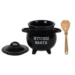 Something Different Soepkom Witches Broth Cauldron With Broom Spoon Zwart -Barbecue Benodigdheden 1200x1200 340