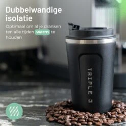 Triple J® Koffiebeker To Go - Thermosbeker - BPA & Lekvrij - 380ml - Zwart -Barbecue Benodigdheden 1200x1200 408