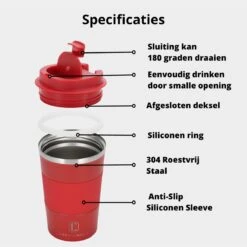 Castagnola Design RVS Koffiebeker To Go - Rood - 380ml - Thermosbeker - Theebeker -Barbecue Benodigdheden 1200x1200 546