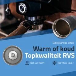 GOAT Outdoor RVS Koffiebeker To Go - Thermosbeker - Theebeker - Reisbeker - Lekvrij - 380ml - Zwart -Barbecue Benodigdheden 1200x1200 557