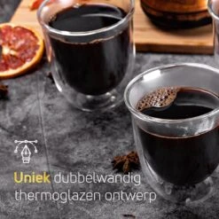 Dubbelwandige ESPRESSO Glazen Van Borosilicaat - Warme En Koude Dranken Kopjes - 70 ML - Set Van 6 -Barbecue Benodigdheden 1200x1200 623