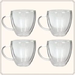 OTIX Dubbelwandige Koffieglazen - Koffiekopjes - 180 Ml - Set Van 4 - Transparant - Latte Macchiato Glazen -Barbecue Benodigdheden 1200x1200 630