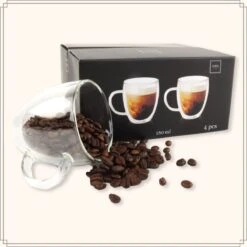 OTIX Dubbelwandige Koffieglazen - Koffiekopjes - 180 Ml - Set Van 4 - Transparant - Latte Macchiato Glazen -Barbecue Benodigdheden 1200x1200 634