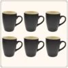 OTIX Koffiekopjes - Met Oor - Set Van 6 - Theekoppen - 340ml - Zwart - Keramiek
