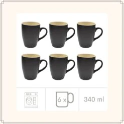 OTIX Koffiekopjes - Met Oor - Set Van 6 - Theekoppen - 340ml - Zwart - Keramiek 10 OTIX Koffiekopjes - Met Oor - Set Van 6 - Theekoppen - 340ml - Zwart - Keramiek -Barbecue Benodigdheden 1200x1200 670