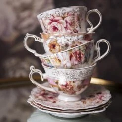 Clayre & Eef Kop En Schotel 200 Ml Roze Wit Porselein Rond Bloemen Servies Cadeau Voor Haar Cappuccino -Barbecue Benodigdheden 1200x1200 719