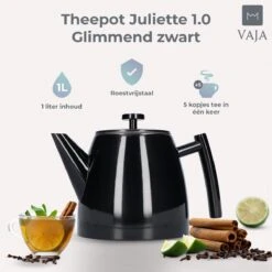 Vaja® Theepot Juliette Met Filter - Dubbelwandig -Theekan 1.0L - Glimmend Zwart 15 Vaja® Theepot Juliette Met Filter - Dubbelwandig -Theekan 1.0L - Glimmend Zwart -Barbecue Benodigdheden 1200x1200 792