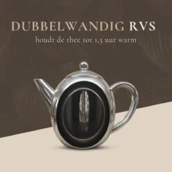 T&C Theepot Met Filter En Dubbelwandig - 1,2L - Matte Grijs -Barbecue Benodigdheden 1200x1200 805