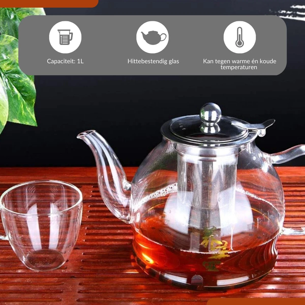 SensaHome - Infuser Theekan/Theepot - Transparant - Glas 8 SensaHome - Infuser Theekan/Theepot - Transparant - Glas - Afbeelding 8
