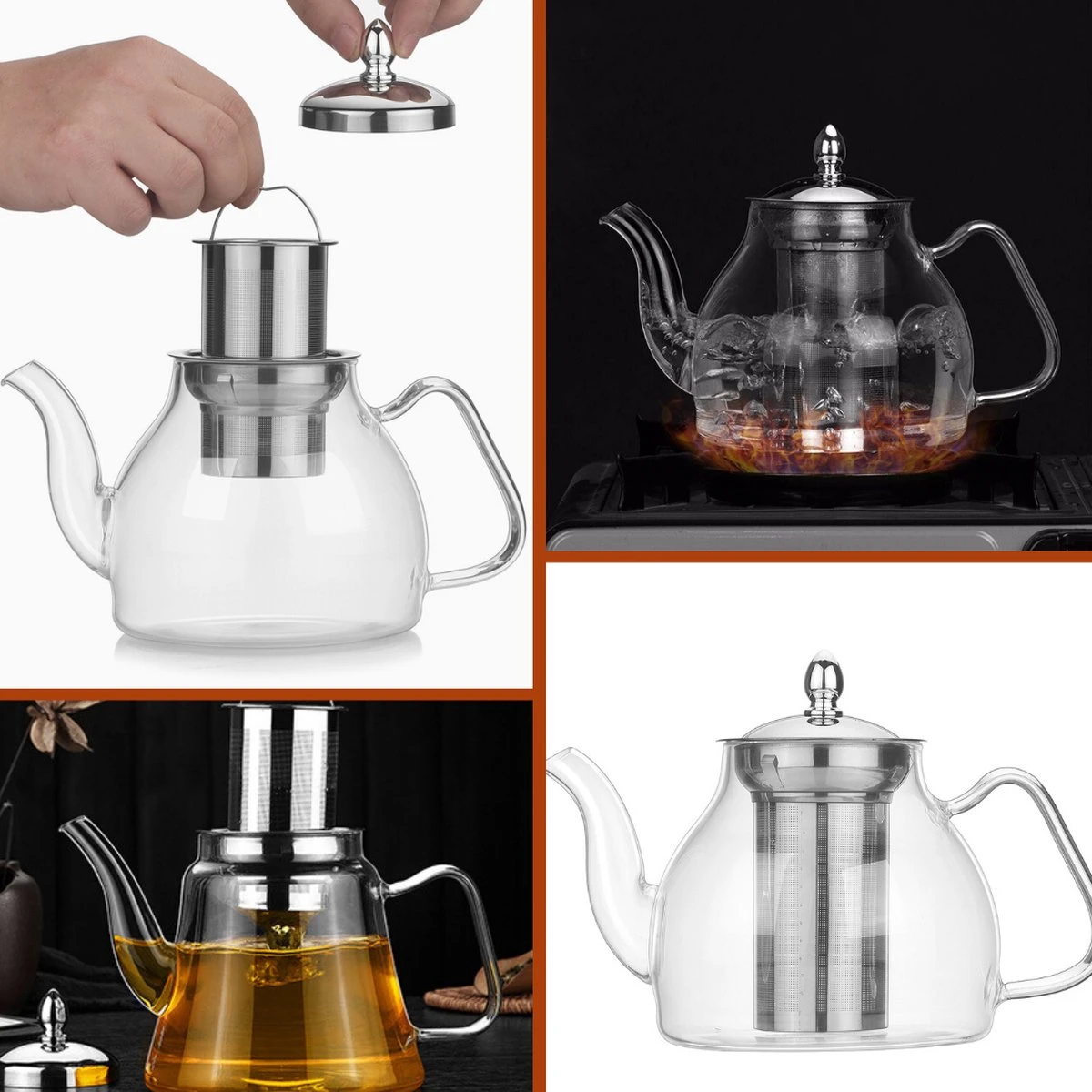 SensaHome - Infuser Theekan/Theepot - Transparant - Glas 12 SensaHome - Infuser Theekan/Theepot - Transparant - Glas - Afbeelding 12