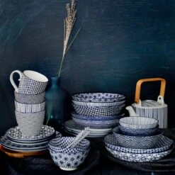 Tokyo Design Studio | Nippon Blue | Set Van 4 Borden Ø 25,7 Cm | Porselein -Barbecue Benodigdheden 1200x1200 916