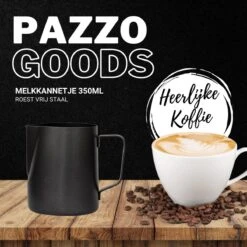 Merkloos Pazzo Goods - Melkkan - Melkkannetje Opschuim - Zwart - 350 Ml - Premium Kwaliteit - RVS - -Barbecue Benodigdheden 1200x1200 950