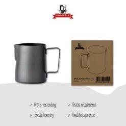 Krumble Melkkannetje 300ml / RVS Melkopschuimkan / Melkkan / Antraciet - Zwart -Barbecue Benodigdheden 1200x1200 969