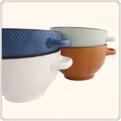 OTIX Soepkommen - Met Oor - Set Van 4 - Verschillende Kleuren - Aardewerk - 680 Ml -Barbecue Benodigdheden 1200x1200 994