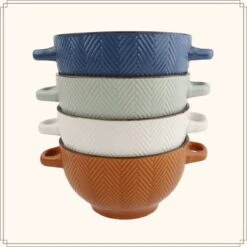 OTIX Soepkommen - Met Oor - Set Van 4 - Verschillende Kleuren - Aardewerk - 680 Ml -Barbecue Benodigdheden 1200x1200 996