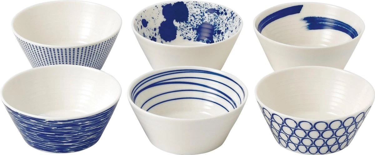 Royal Doulton Pacific - Schaaltjes Voor Snacks - Kommen - Porselein - Wit / Blauw - ⌀ 11 Cm - 6 Stuks 1 Royal Doulton Pacific - Schaaltjes Voor Snacks - Kommen - Porselein - Wit / Blauw - ⌀ 11 Cm - 6 Stuks