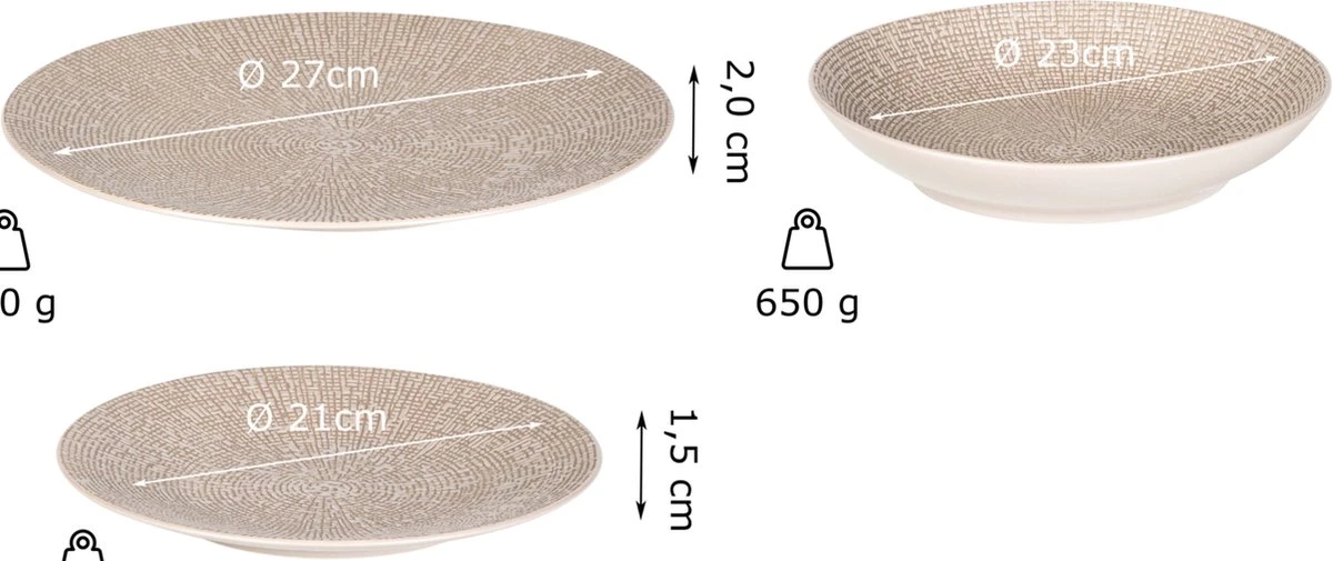 Palmer Bordenset Cubical Stoneware 6-persoons 18-delig Grijs 3 Palmer Bordenset Cubical Stoneware 6-persoons 18-delig Grijs - Afbeelding 3