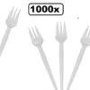 1000x Snackvork Met Tanding 13cm Wit - Vork Mes Eten Friet Snack Festival Feest Party