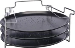 Merkloos Pizzaplaat Bakset Met 3 Bakplaten 16 X 31 Cm- Pizza Rek 3-delig - Pizzabakset Met Standaard/rek -Barbecue Benodigdheden 1200x775