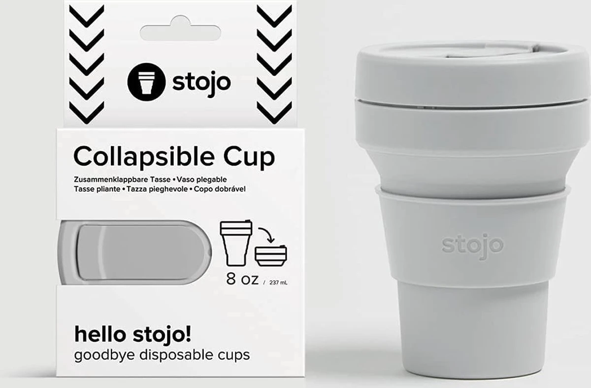 STOJO - Opvouwbare Beker - To Go - Grijs - 237ml - Herbruikbaar 7 STOJO - Opvouwbare Beker - To Go - Grijs - 237ml - Herbruikbaar - Afbeelding 7