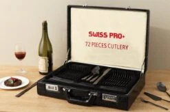 Swiss Pro+ Bestekset In Koffer-72 Delig-12 Persoons-Zwitsers Kwaliteit-Complete Set-100% Roestvrijstaal- Zwart -Barbecue Benodigdheden 1200x799 135