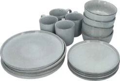 4goodz Deluxe Aardewerk Servies 4 Personen / 16 Delig - Grijs