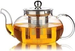 Glazen Theepot Met Filter (RVS) - 1.2 Liter - Thee Infuser – Borosilicaat – Anti-druppel Tuit -Barbecue Benodigdheden 1200x824