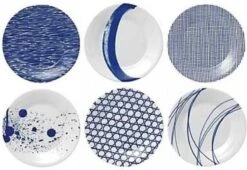 Royal Doulton Pacific - Gebaksbordjes Set - Porselein - Wit / Blauw - ⌀ 16 Cm - 6 Stuks