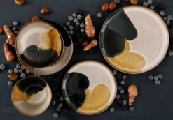 Palmer Serviesset Aquarel Stoneware 6-persoons 24-delig Beige Blauw -Barbecue Benodigdheden 1200x838