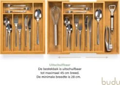 Budu Uitschuifbare Bamboe Bestekbak #33,5 (33,5 Cm Diep) - Bestekcassette Hout - Besteklade - 33,5 X 28 - 45 Cm - 5/7 Vakken -Barbecue Benodigdheden 1200x855 4