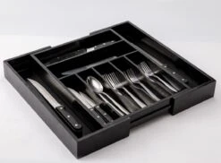 Merkloos Decopatent® Uitschuifbaar Bestekbak - Besteklade - 7 Vaks -> Uitschuifbaar Naar 9 Vakken - Bestekbakken Organizer - Bamboe - Zwart