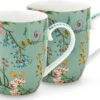 Pip Studio Jolie - Set 2 Tassen Flowers - Small 145ml - Mokken Klein - Bloemen - Groen