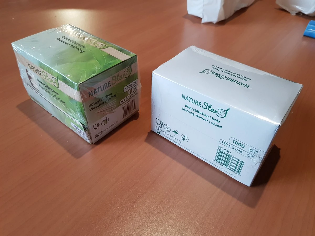 Merkloos NatureStar Wegwerp Houten Roerstaafjes 14 Cm BIO 1000 Stuks In Handige Hygiënische (dispenser)doos 2 Merkloos NatureStar Wegwerp Houten Roerstaafjes 14 Cm BIO 1000 Stuks In Handige Hygiënische (dispenser)doos - Afbeelding 2