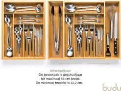 Budu Uitschuifbare Bamboe Bestekbak #43 (43 Cm Diep) - Bestekcassette Hout - Besteklade - 43 X 32,2 - 53 Cm - 6/8 Vakken -Barbecue Benodigdheden 1200x903 5